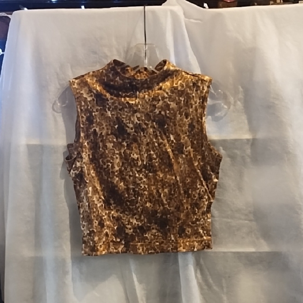 Anne Klein Brown Animal Print Tank Top